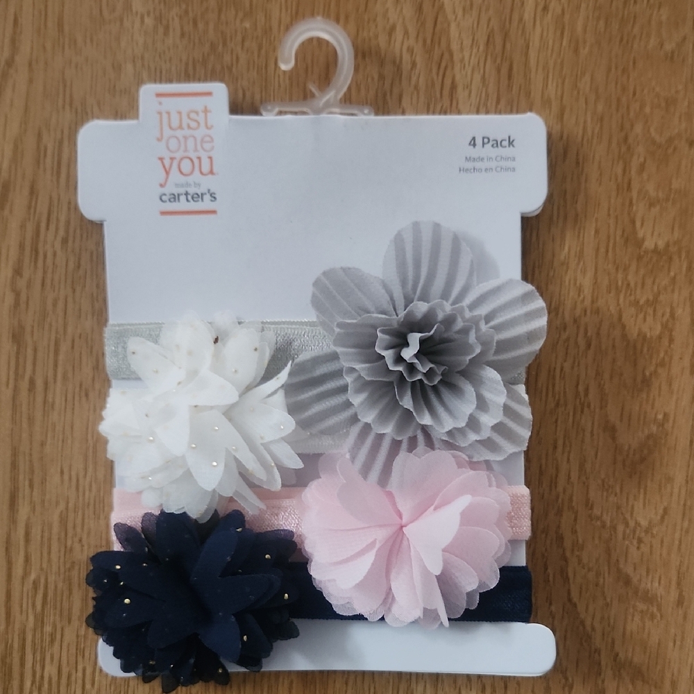 Carter's Elegant Floral Headband Set - Gray, Pink, White, Navy